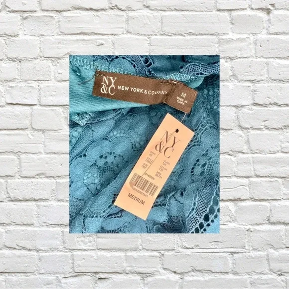 New York & Co. Long Sleeve Mock Neck Lace Blouse - Picture 3 of 4